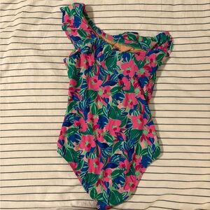 J. Crew Factory Floral One-Shoulder Swimsuit - Medium